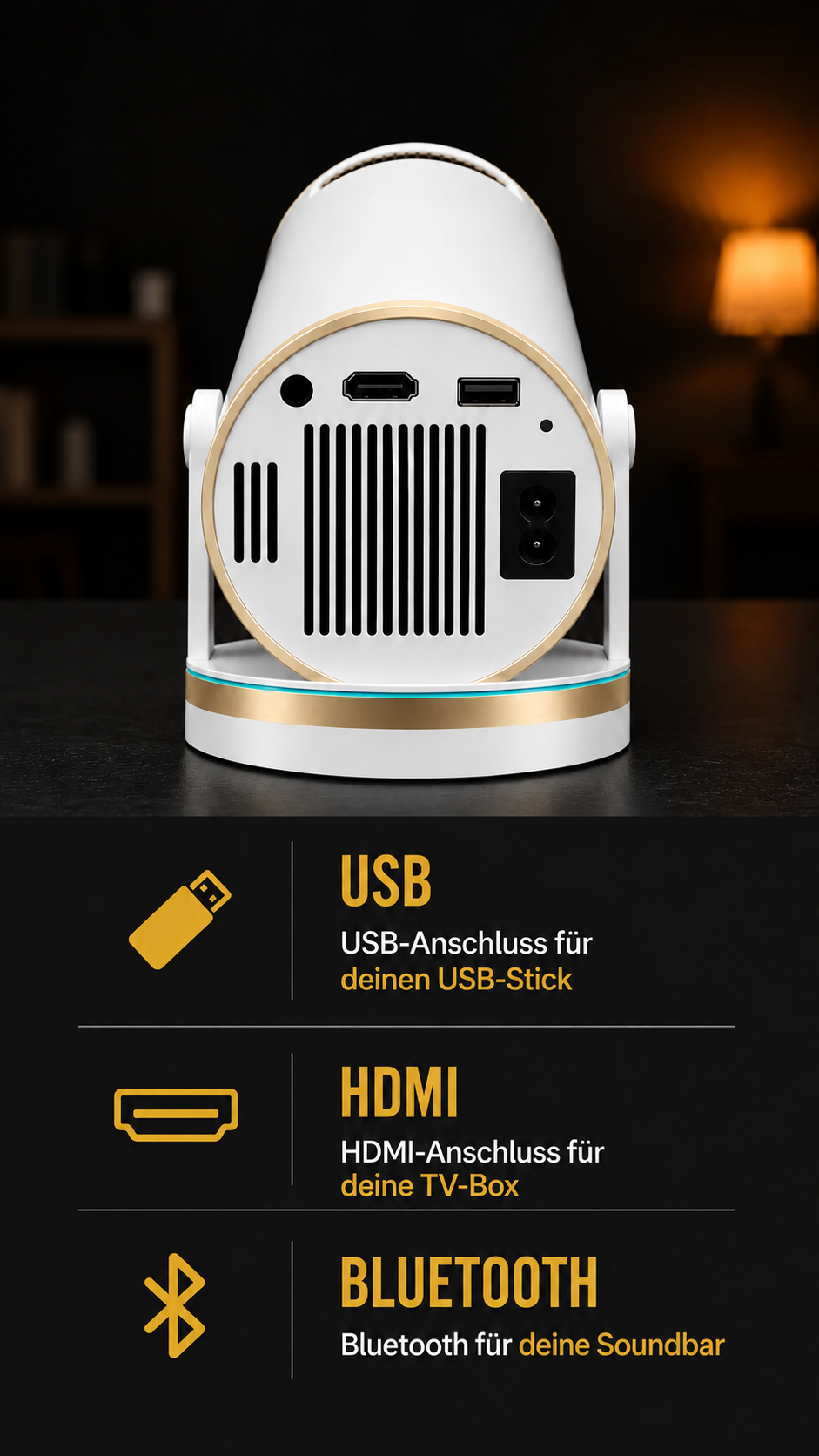 LUGOFLIX GOLD 4K CINEMA – Premium-Heimkino mit Short-Throw-Objektiv