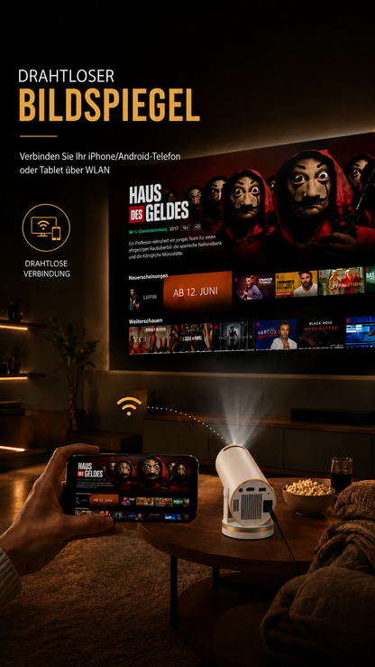 LUGOFLIX GOLD 4K CINEMA – Premium-Heimkino mit Short-Throw-Objektiv