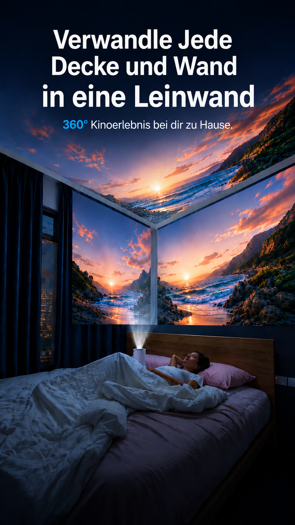 LUGOFLIX Pro 4K Beamer – Tragbarer Projektor in Kinoqualität