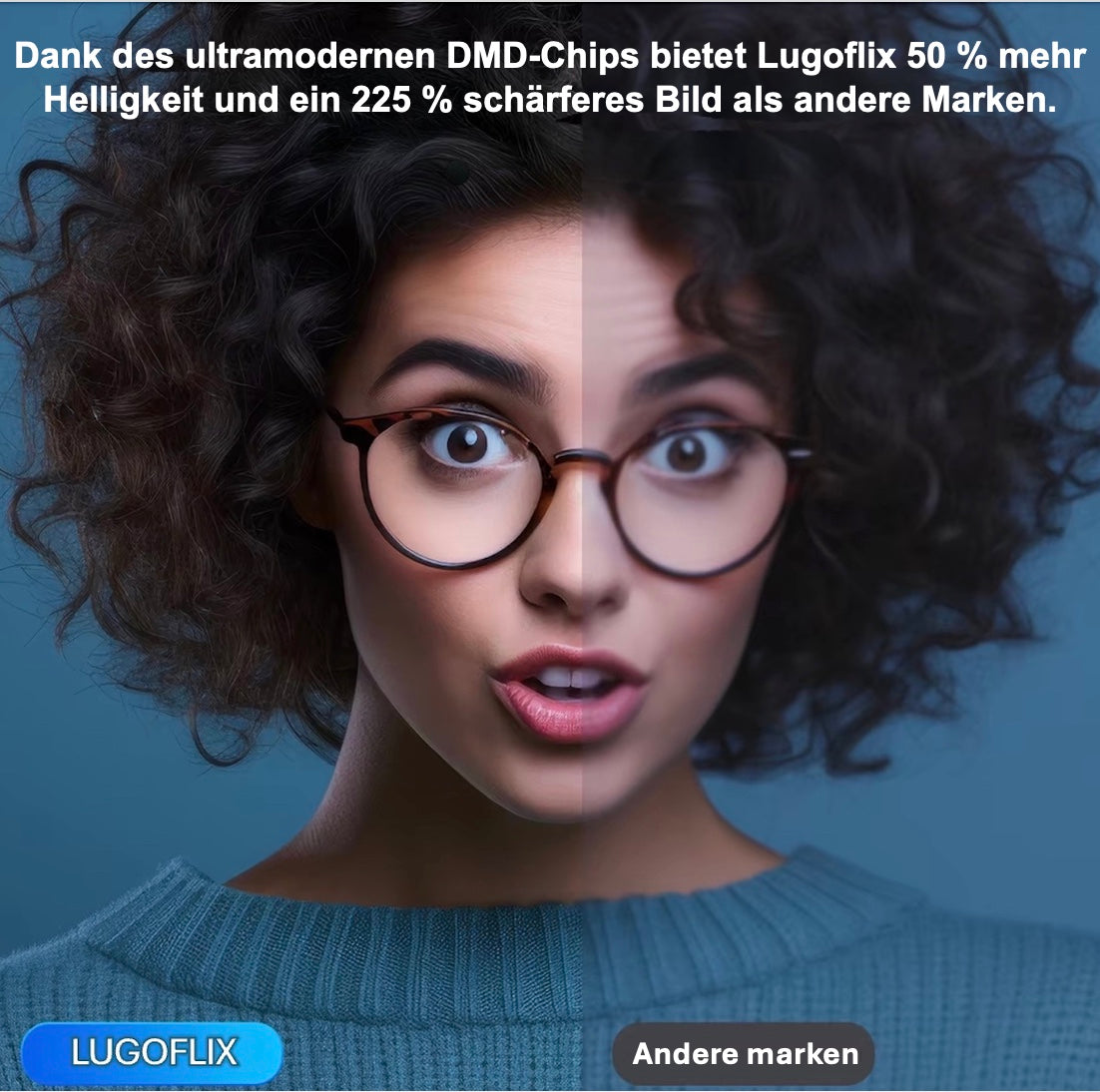 LUGOFLIX Pro 4K Beamer – Tragbarer Projektor in Kinoqualität