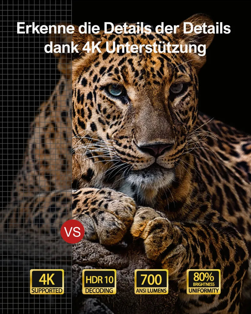 RX520 Beamer – 4K-Decodierung, HDR10, Smart-Funktionen für Heimkino & Outdoor